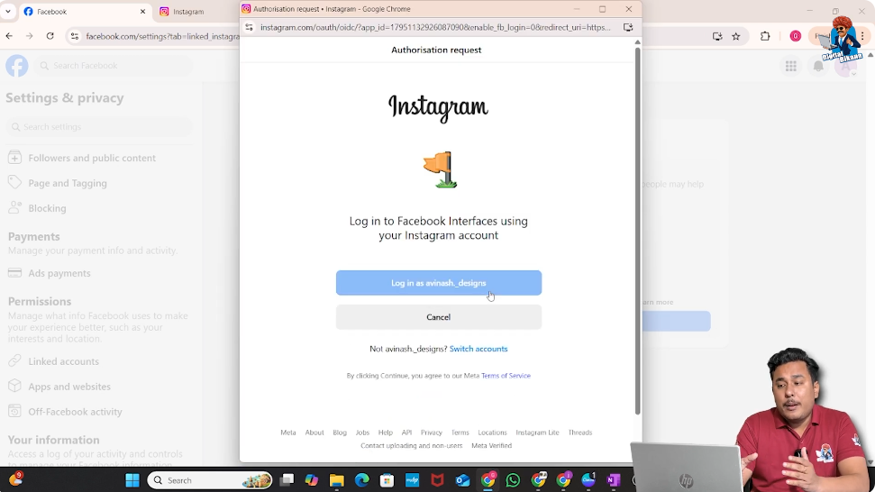 Connecting Instagram account with Facebook page step by step
