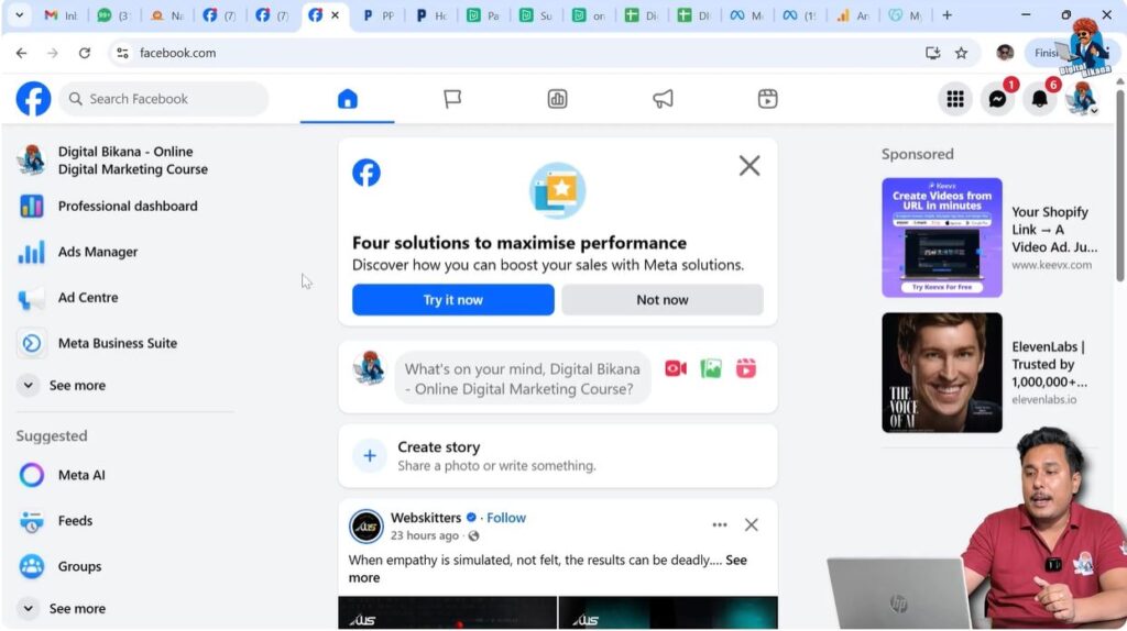 Logging into Facebook account to manage ad account access
