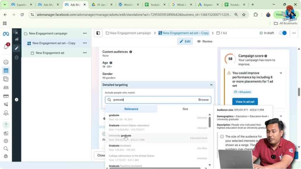 Adding multiple detailed targeting filters to refine Meta Ads audience