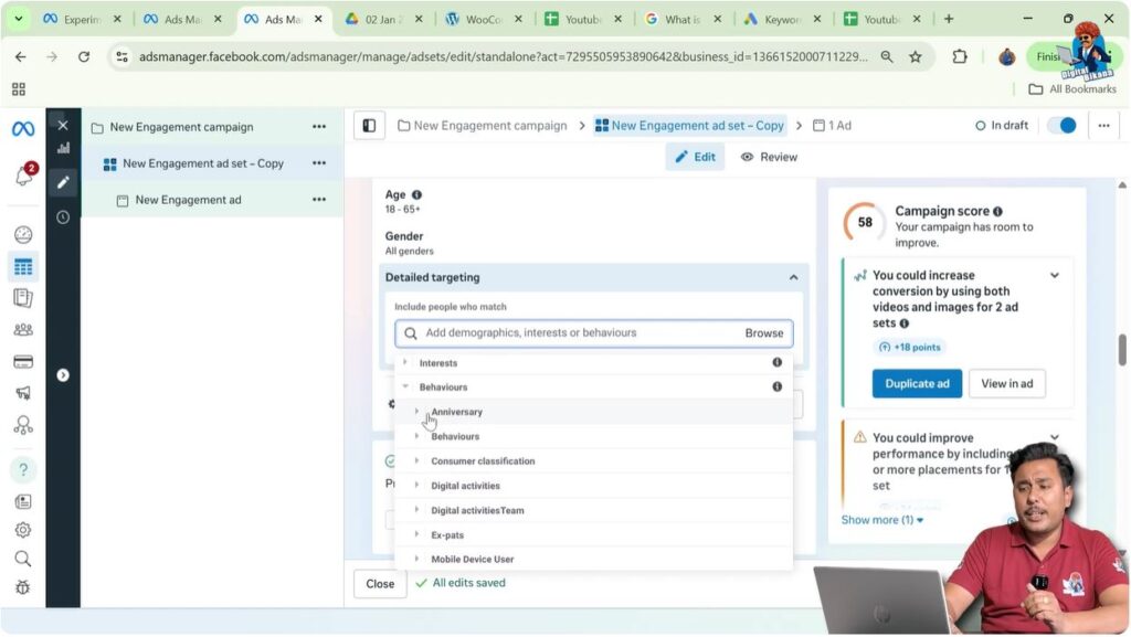 Anniversary based behavior targeting option in Meta Ads Manager