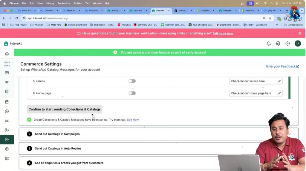 Confirm selected products to enable product collection and catalog messages in WhatsApp API