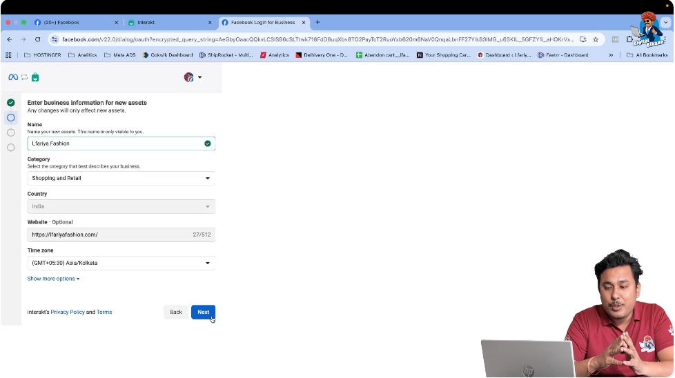 Entering business name and category while creating WhatsApp Business API account 