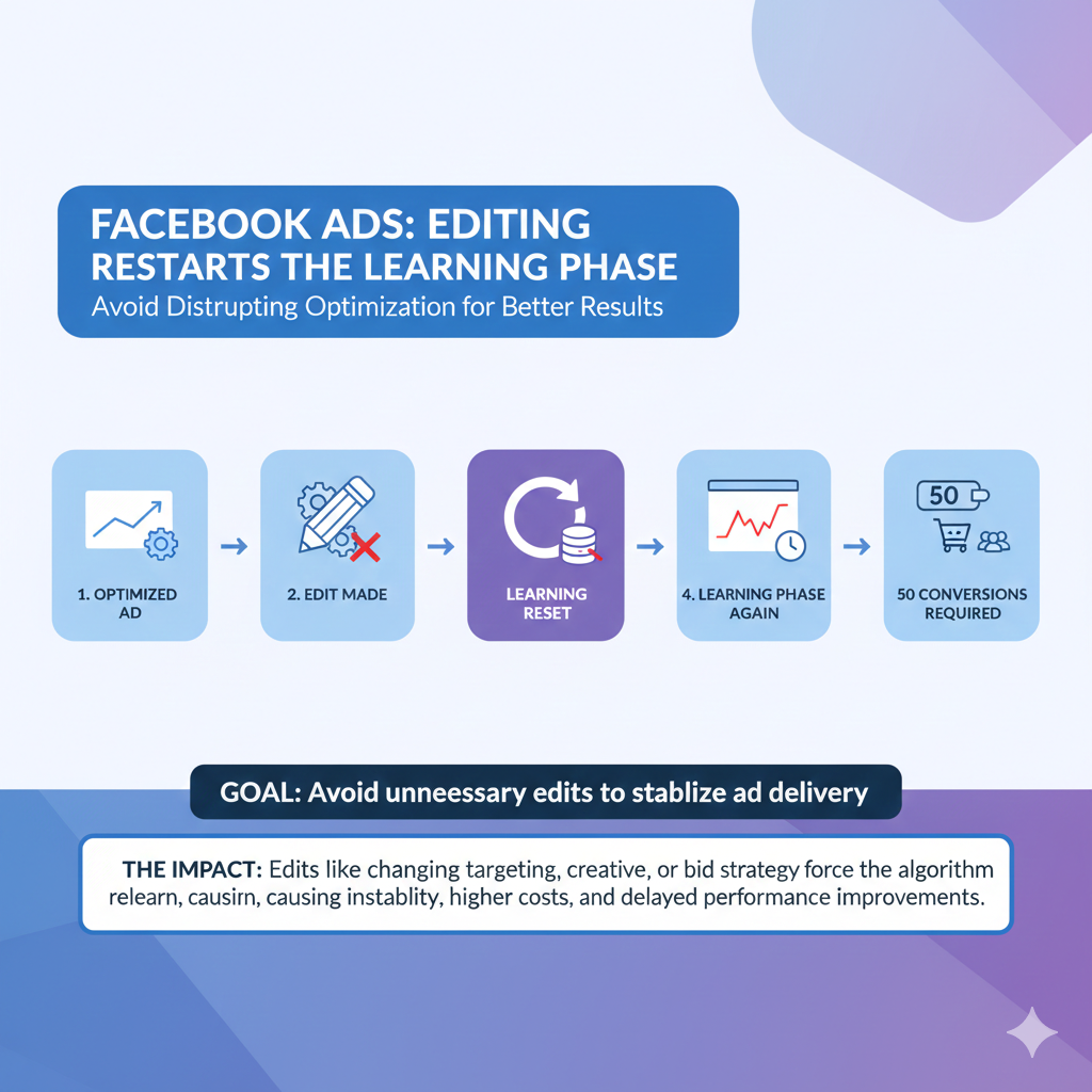Editing Facebook Ads campaign restarting learning phase