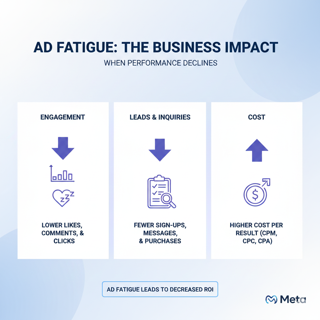 Impact of ad fatigue on engagement rate inquiries and lead generation in Facebook ads