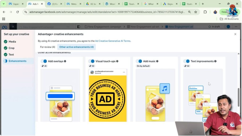 AI improving primary text headline and description in Advantage+ Creative