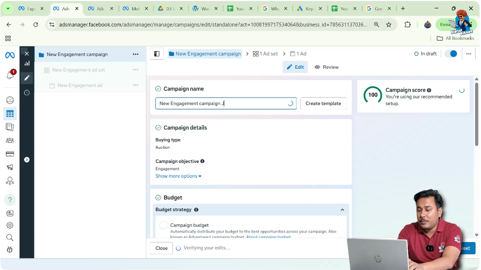 Renaming message ads campaign for internal reference in Meta Ads Manager