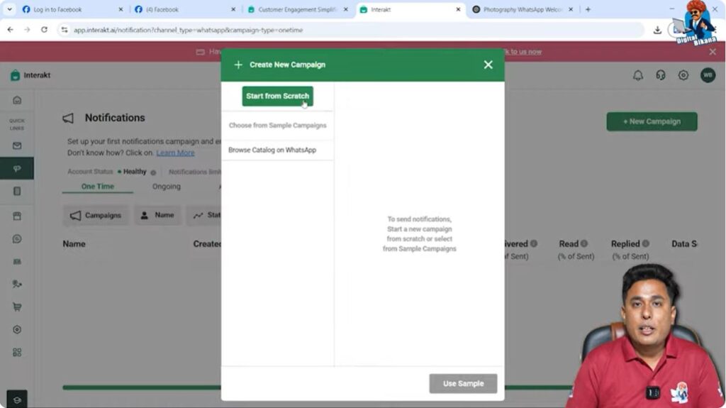 Creating a new WhatsApp Business API campaign from scratch in Interakt