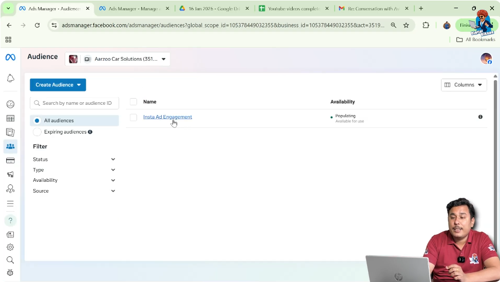 Switching ad account to verify shared Facebook custom audience