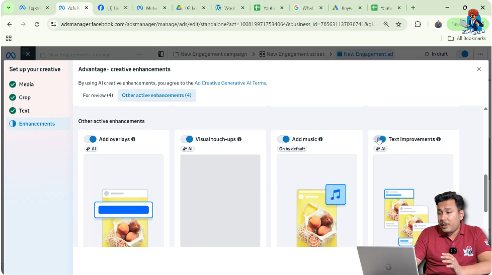 Turning off all Advantage+ Creative enhancements in Meta Ads Manager