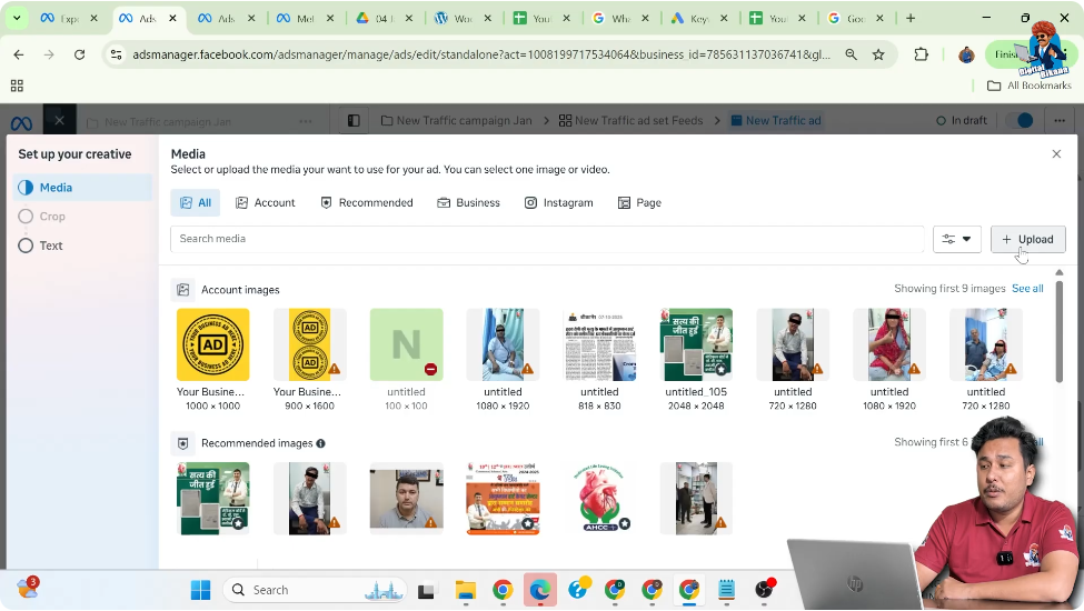 Uploading image creative for WhatsApp call advertisement