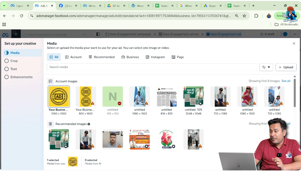 Uploading banner image for ad creative in Meta Ads Manager