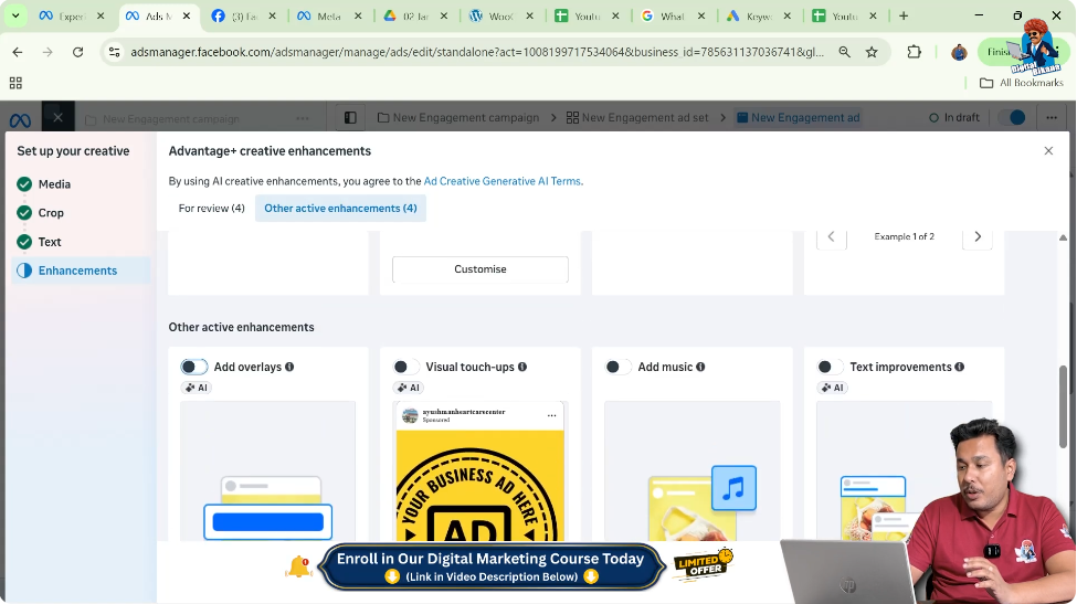 Verifying Advantage+ Creative enhancements are disabled in Meta Ads Manager