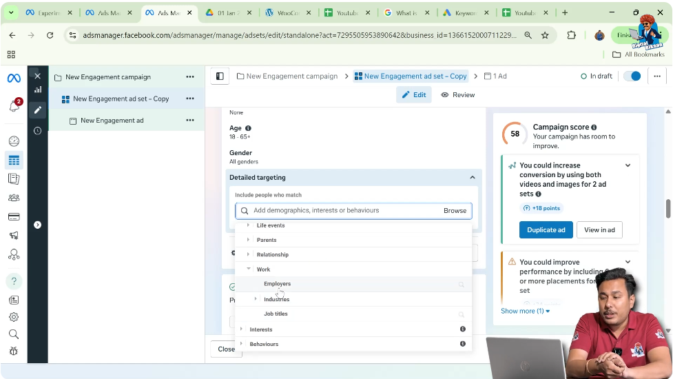 Work profile and industry based demographic targeting in Meta Ads Manager