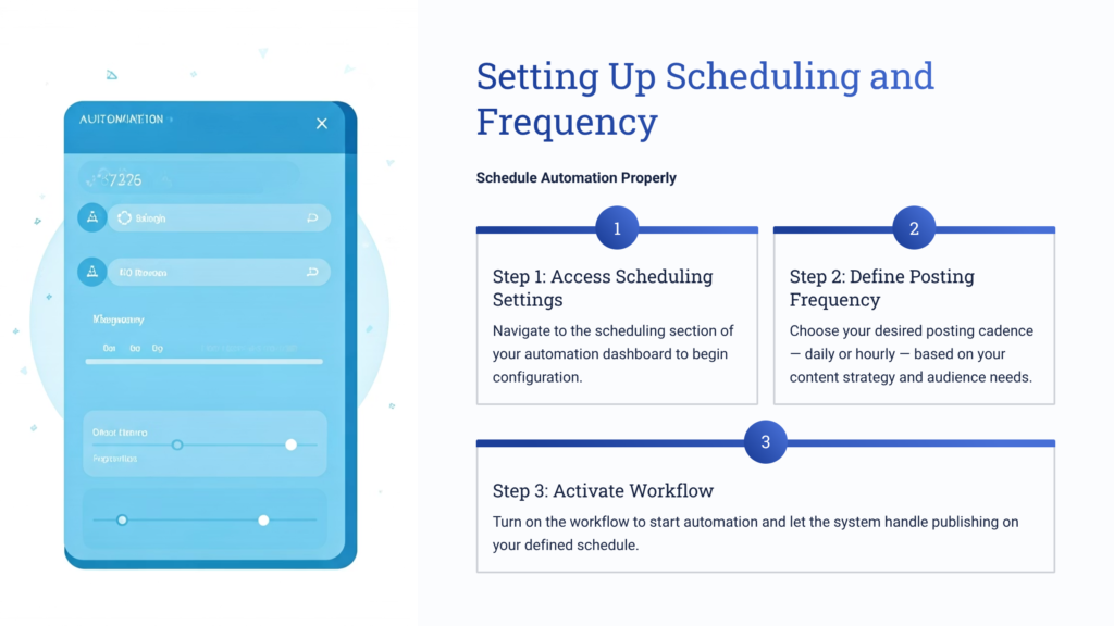 social media automation scheduling settings with time-based posting