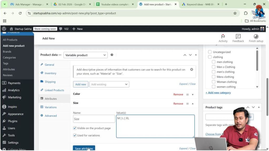 Adding size attribute values separated by vertical line in WooCommerce