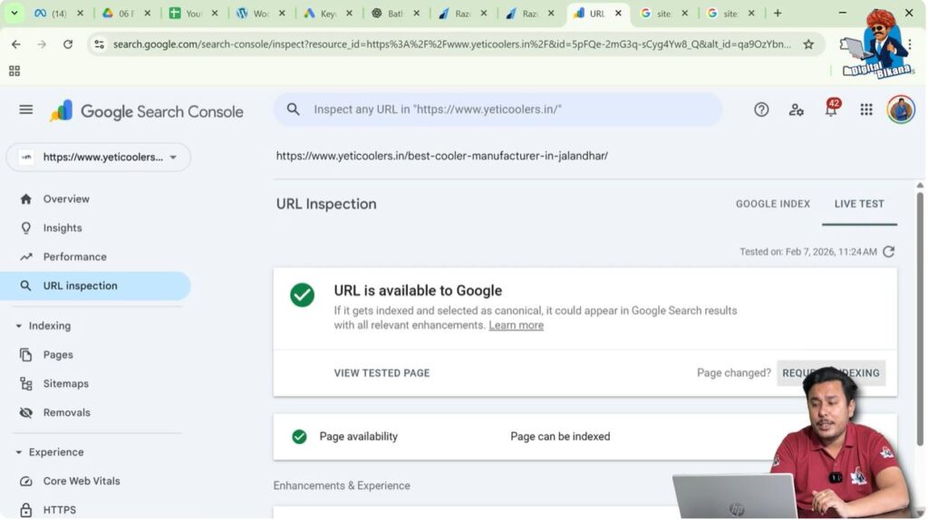Click on “Request Indexing”