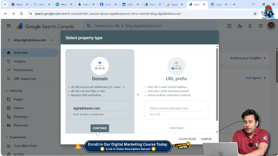 Entering domain name without www or https in Google Search Console