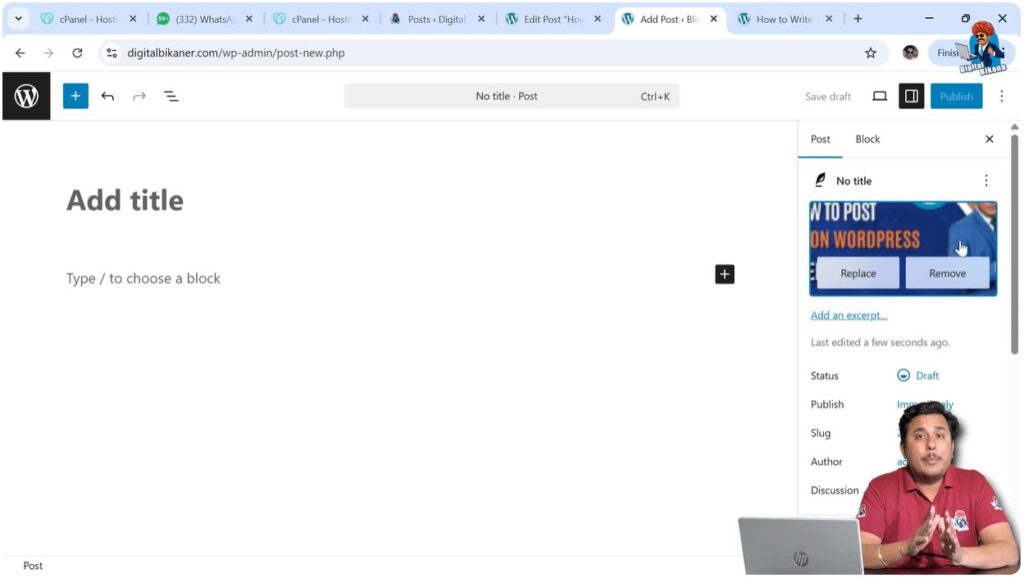 Featured image displayed at top of WordPress blog post page