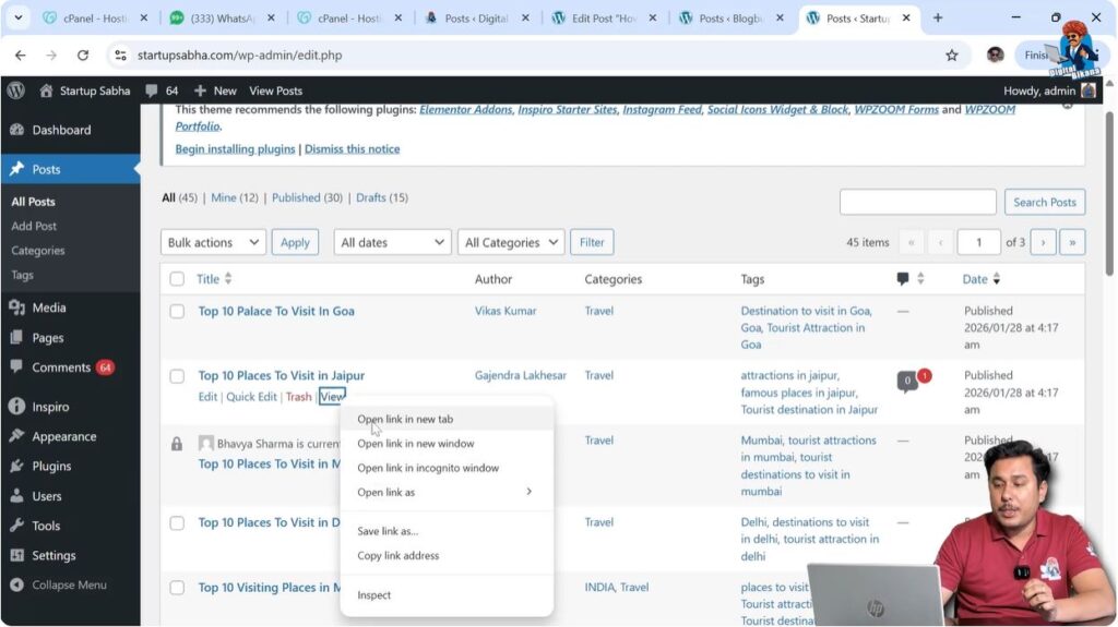 Open the Blog Post in Front End