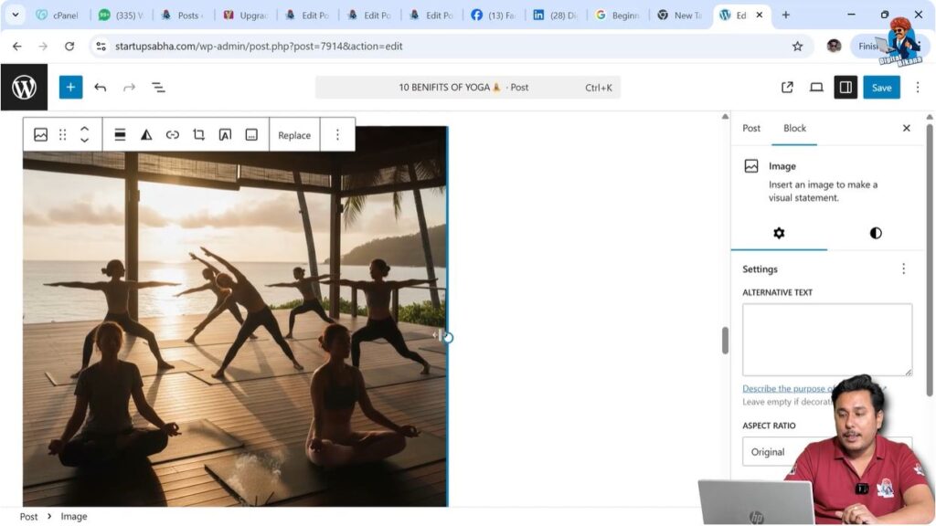 Resizing WordPress image from side handles example