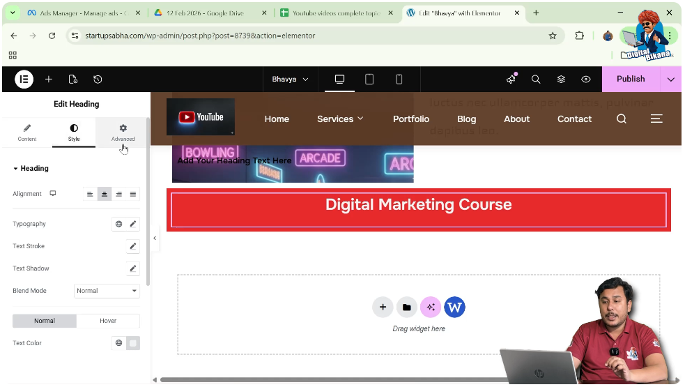 Open Advanced Tab